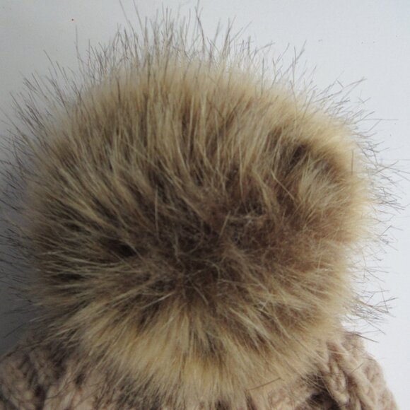 By Many Hands Brecken Beanie Fleece Lined Nepal Wool Hat w/ Pom Pom Tan NWT - Picture 3 of 13